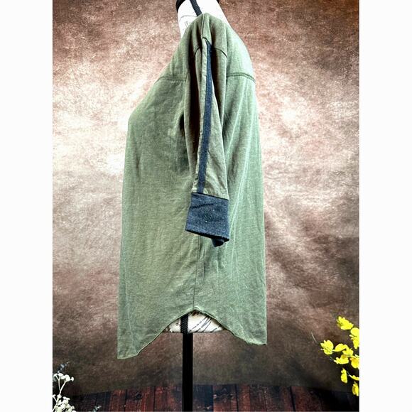 Chaser Round Neck 3/4 Sleeve Tee with Contrasting Trim Olive/Black M - Picture 5 of 9
